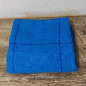 Faribo Wool Blanket Small Throw Blue Windowpane Check Faribault 54x38 USA Made